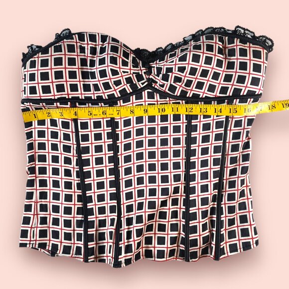 Bebe corset bustier geometric print lace trim strapless top size L - Picture 4 of 9